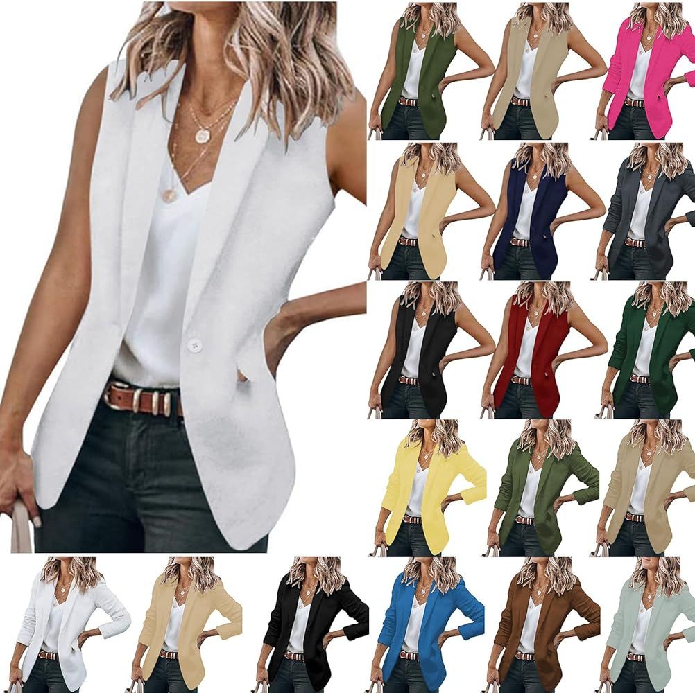Plus Size Blazers for Curvy Women Solid Color Trendy Collar Casual Loose Cardigan Suit Jackets fo... | Amazon (US)