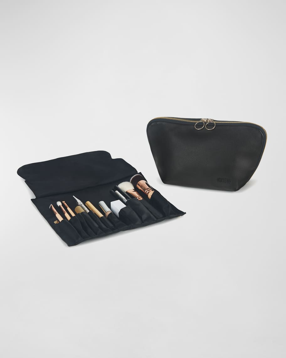 KUSSHI Signature Leather Makeup Bag w/ Organizer | Neiman Marcus
