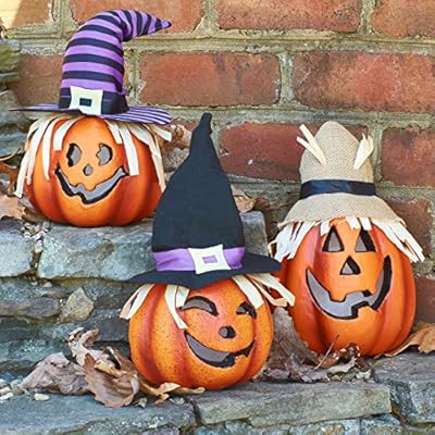 Prextex Set of Three Happy Halloween Light Up Jacko Lantern Decorative Pumpkin Foam Halloween Pro... | Amazon (US)