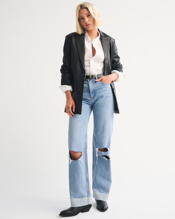 High Rise 90s Relaxed Cuffed Hem Jean | Abercrombie & Fitch (US)
