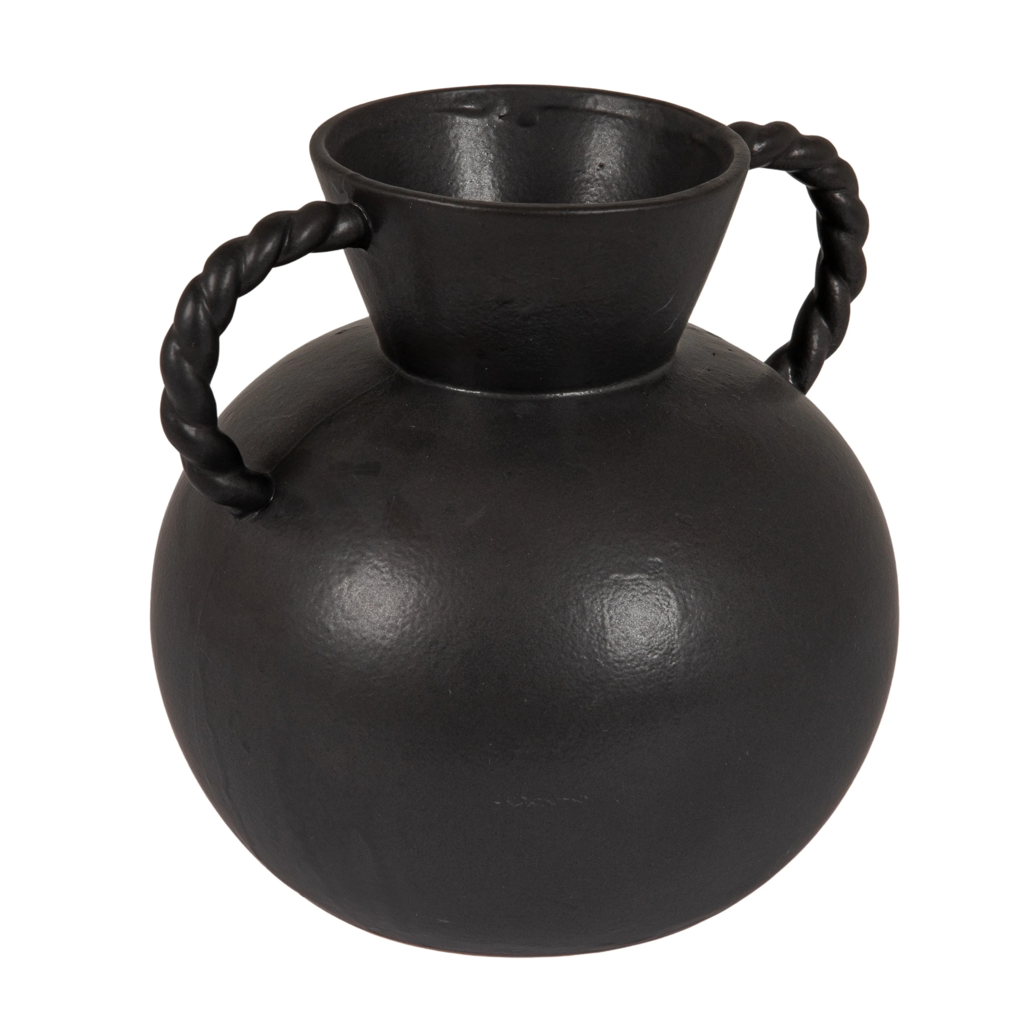 Bloomingville Stoneware Vase with Twisted Handles, Reactive Matte Black Glaze | Walmart (US)