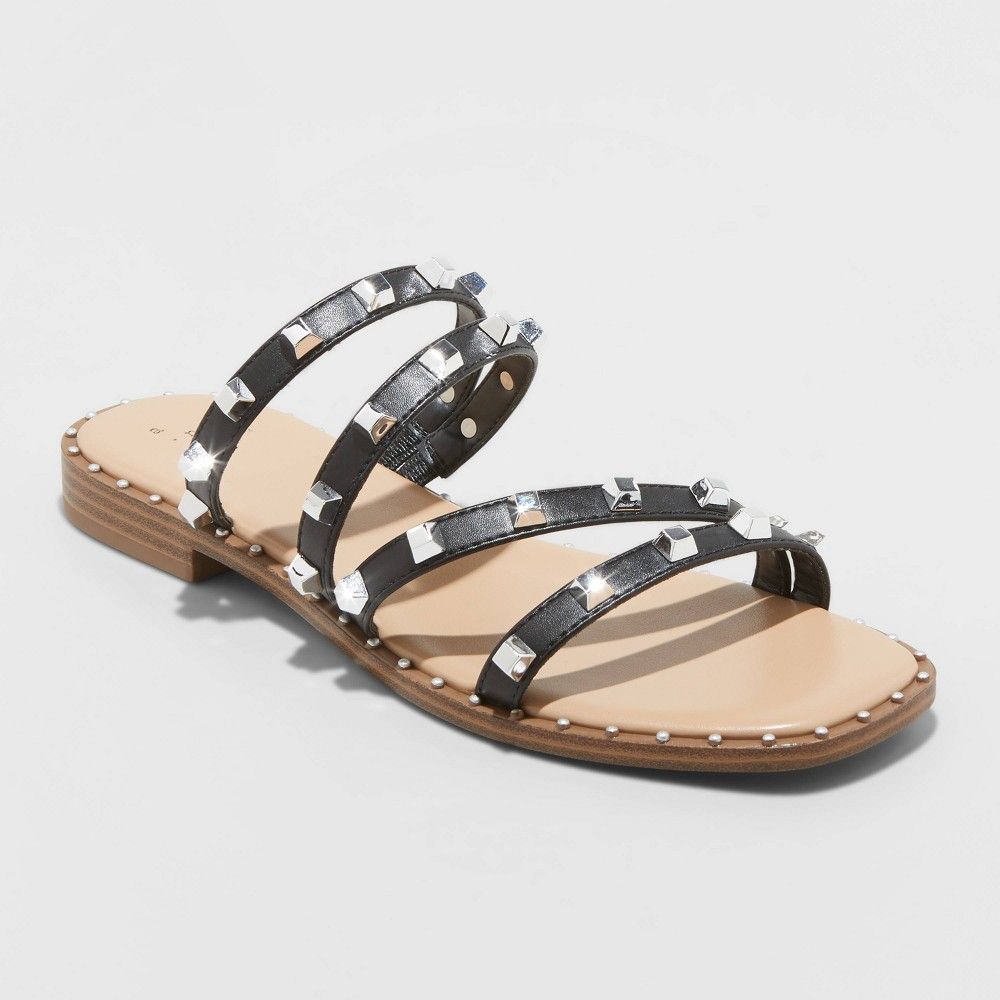 Women's Hollis Embellished Slide Sandals - A New Day Black 6 | Target