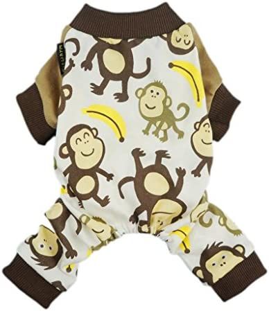 Fitwarm Soft Cotton Adorable Monkey Dog Pajamas Shirt Pet Clothes, Brown | Amazon (US)