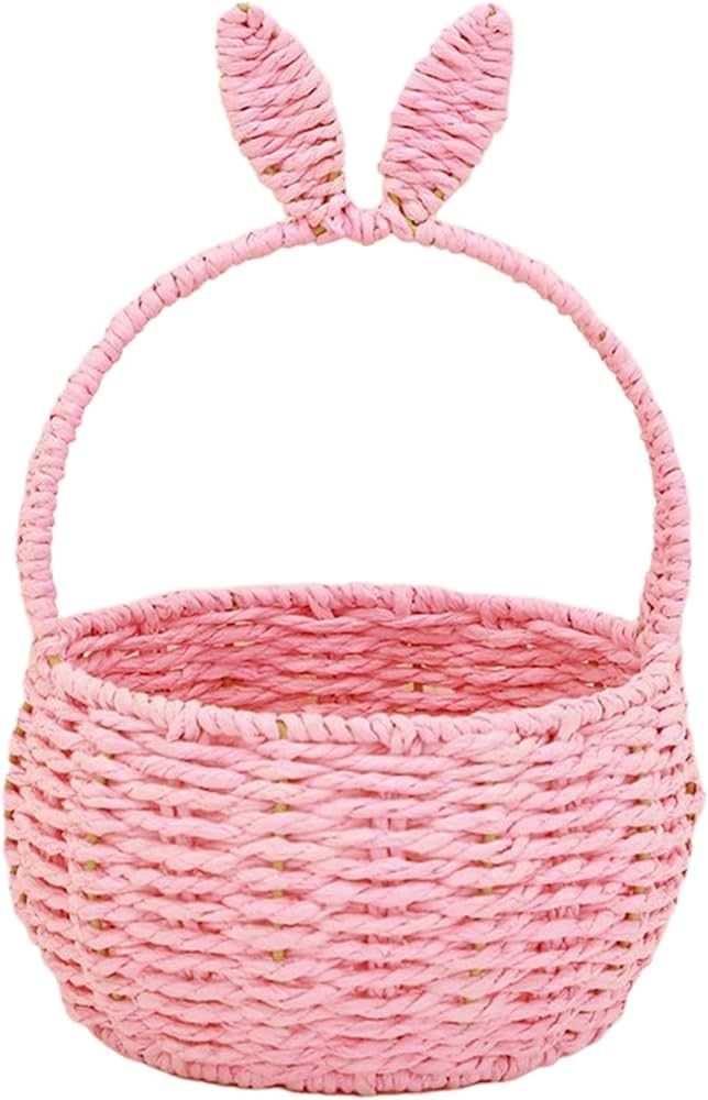 Gazechimp Woven Basket Hand Basket Easter Decor with Bunny Ears Storage Basket with Handle Easter... | Amazon (US)