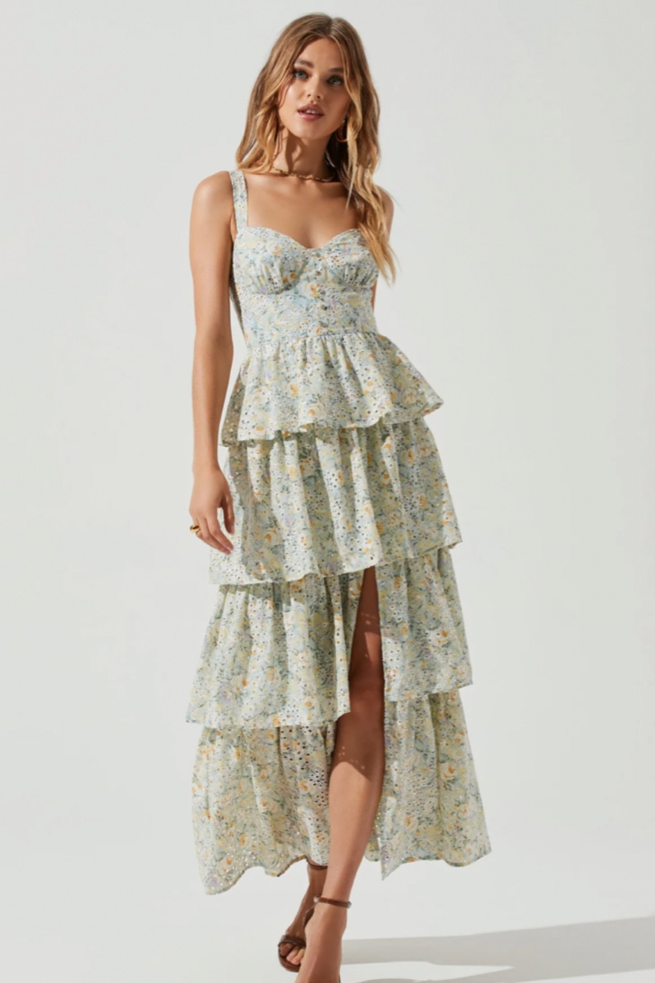 The cutest floral tiered midi dress! Perfect for a summer wedding! 🧚 

#LTKSeasonal #LTKstyletip #LTKwedding