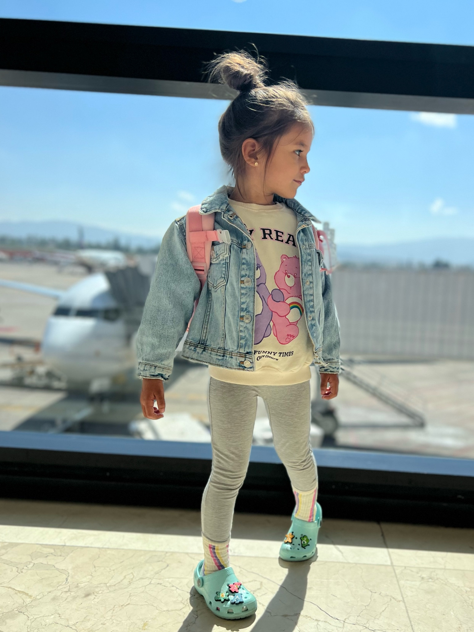 Care Bears Sweater Shirt is from Zara.
Jumpsuit from FashionNova 
Jumpsuit, Jean Jacket, Crocs, Toddler, Little Girls, Girls outfit, airport outfit. 

#LTKfamily #LTKkids #LTKtravel