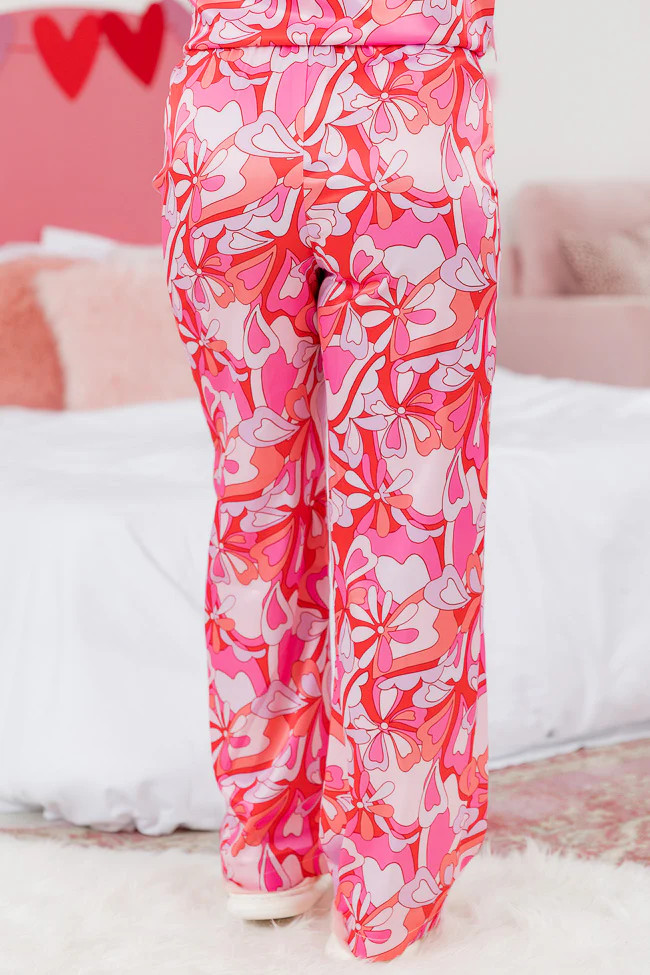 To The Moon and Back Multi Print Silk Pajama Pants | Pink Lily