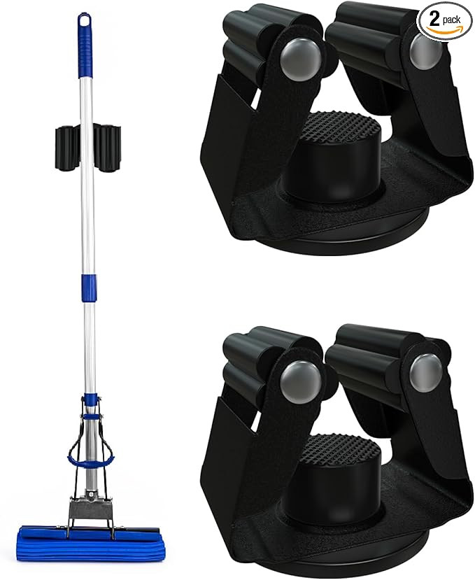 Magnetic Mop Holder, No Drilling Black Steel Magnetic Tool Mount for Home, Kitchen, Laundry, Gara... | Amazon (US)