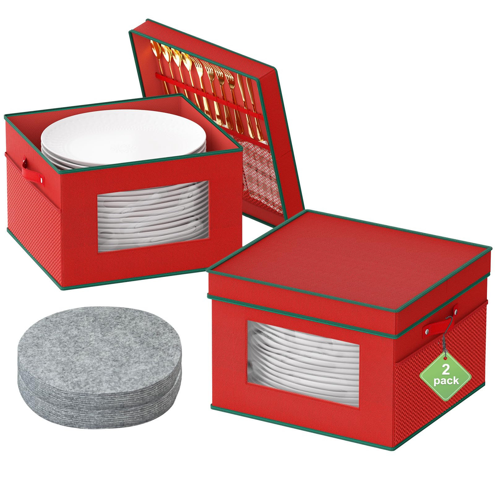 VERONLY​ China Storage Containers 2-Pack for Christmas and Holiday Dishes, Hard Shell Stackable... | Amazon (US)