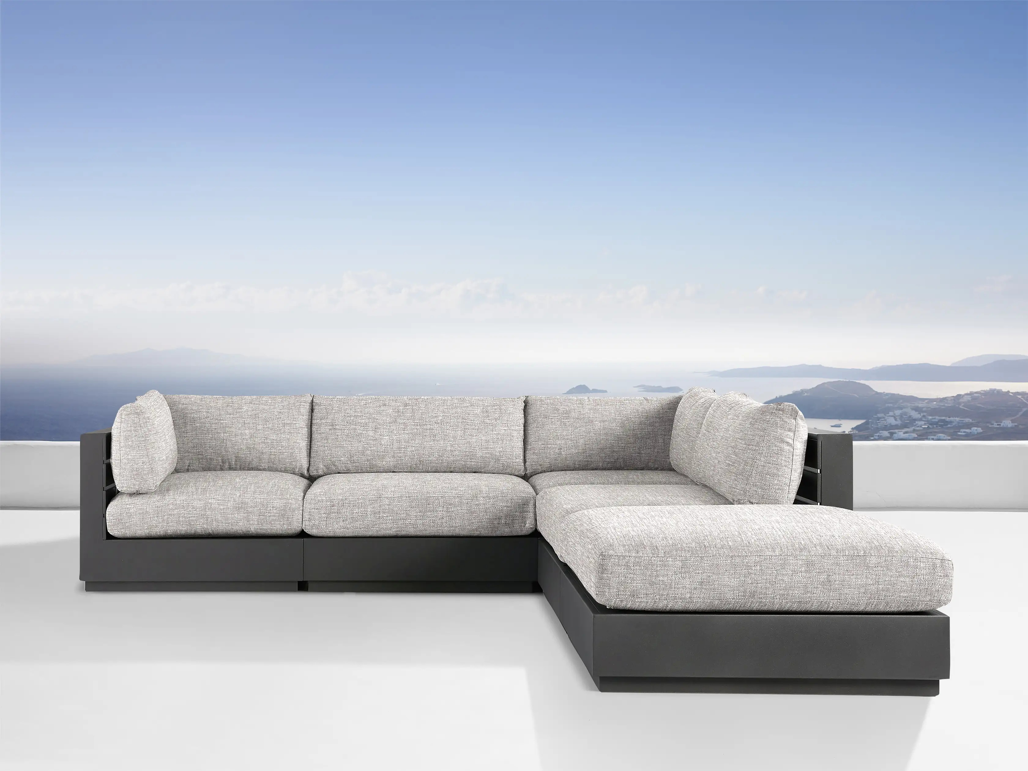 Bal Harbour Outdoor Aluminum Five-Piece Sectional with Ottoman | Arhaus