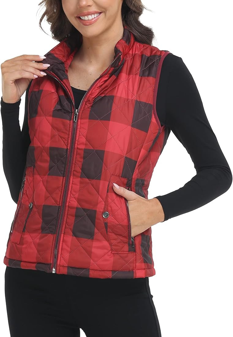 Xeoxarel Women's Quilted Vest with 4 Pockets, Puffer Padded Gilet (Available in Inner Pockets) | Amazon (US)