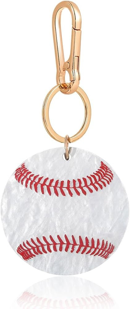 Black 8 Ball Baseball Football Soccer Keychain Bag Charm for Backpack Purse Gift for Baseball Lov... | Amazon (US)