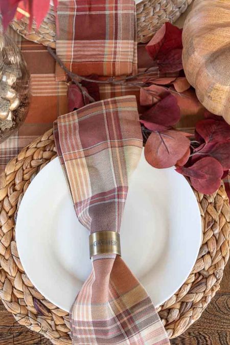 Fall tablescape styling. Fall napkins, plaid fall decor, table runner, wine glasses, placemats, napkin rings, thanksgiving table decor 

#LTKHoliday #LTKstyletip #LTKhome