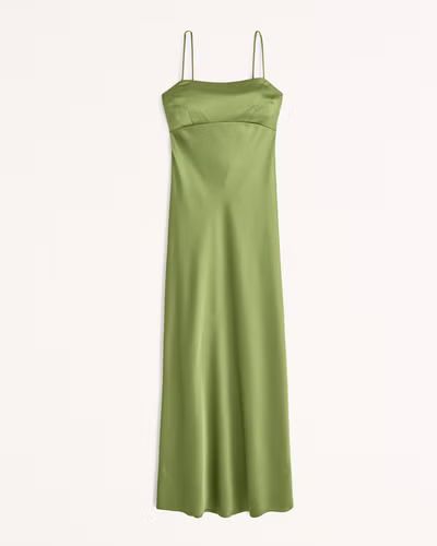 Satin Cowl Back Slip Midi Dress | Abercrombie & Fitch (US)