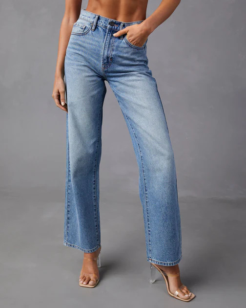 Brandis High Rise Straight Leg Jeans - Medium Wash | VICI