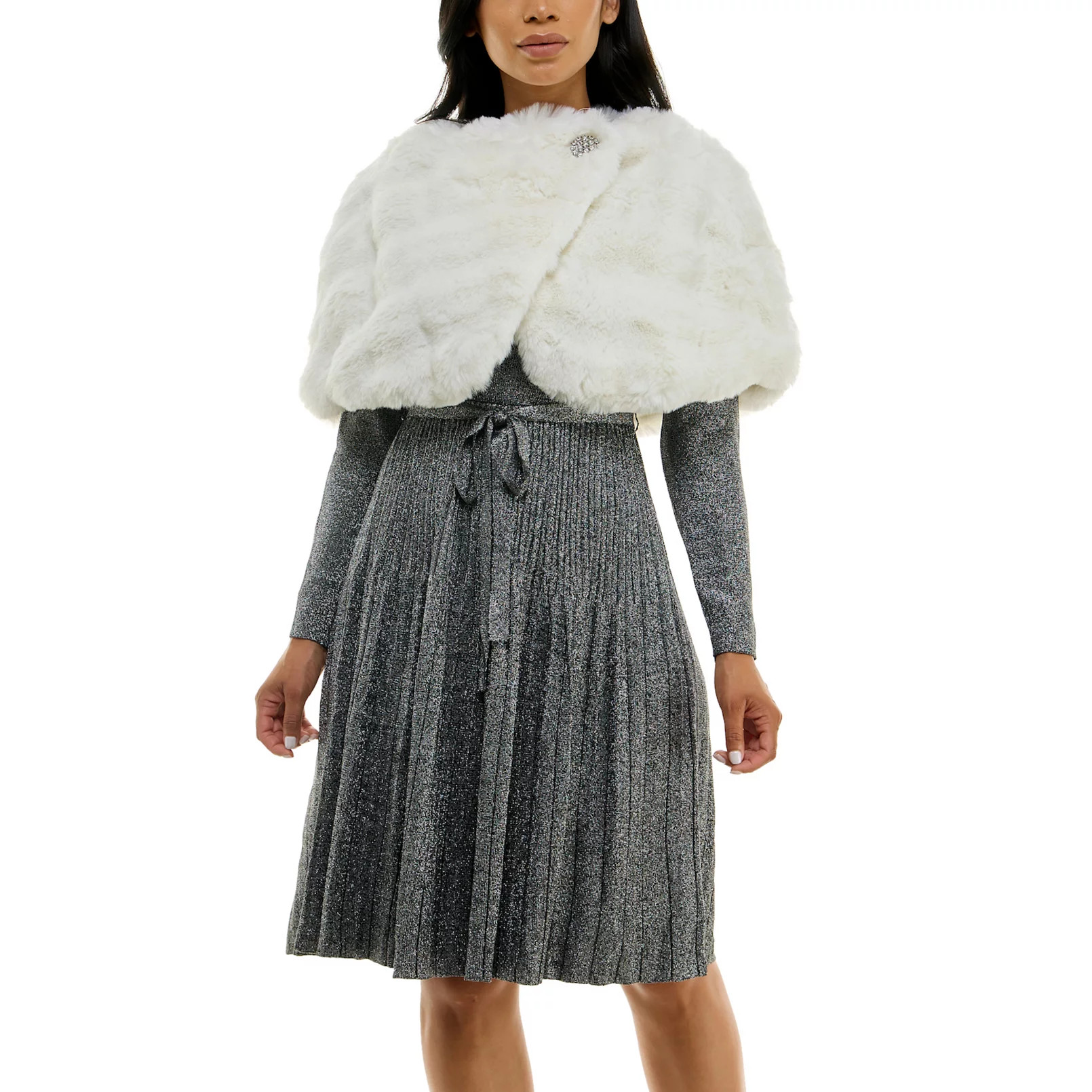 Women's Nina Leonard Faux Fur Caplet | Kohl's