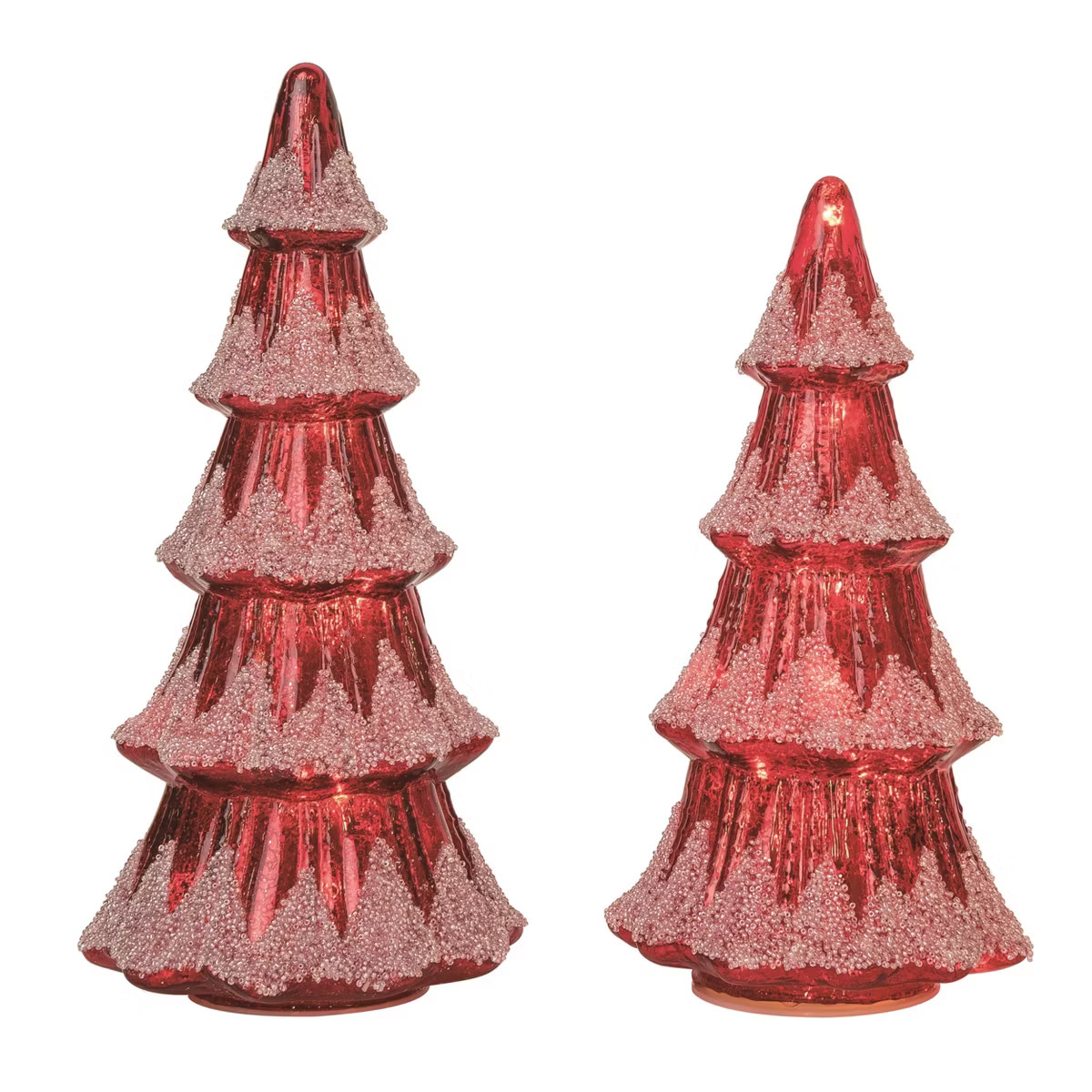 Transpac 14 in Red Glass Antique Style Christmas Tree Decor Set of 2 Light Up Decorative Objects ... | Target