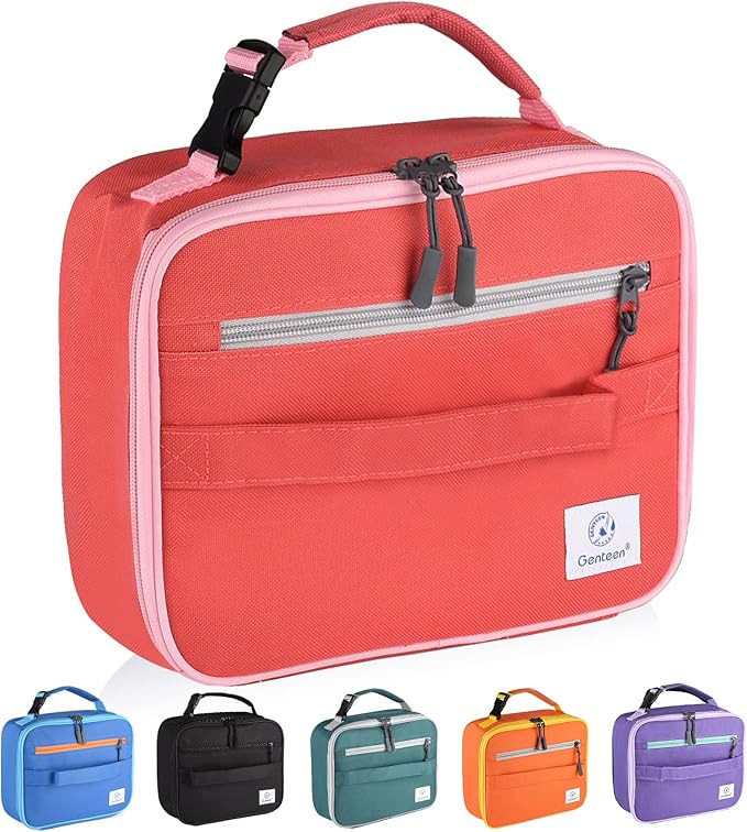 Genteen Insulated Lunch Bag, Lunch Box Kids Double Zipper,Sturdy Soft Bag & Freezable Lunch Bag -... | Amazon (US)