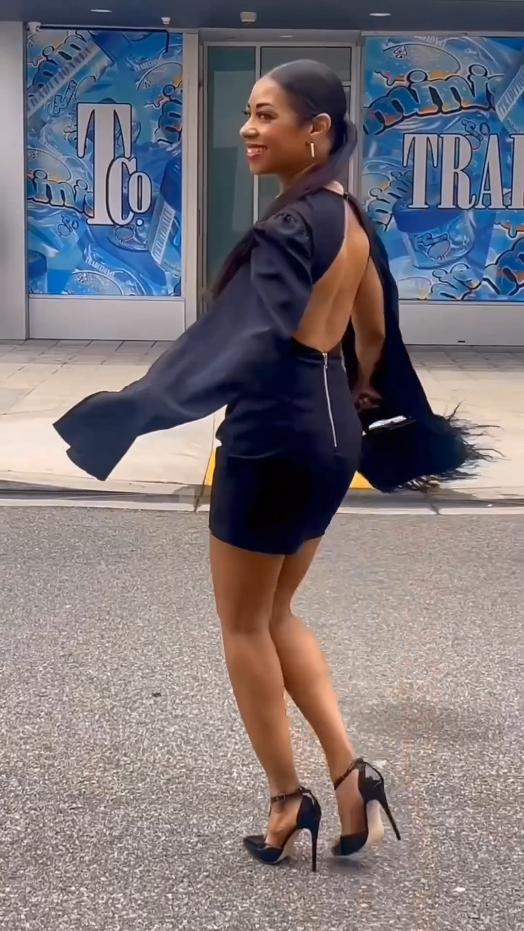 OOTD backless cape dress, bringing the drama and a little edge to the holidays 🖤✨

#LTKootd #LTKHoliday #LTKU