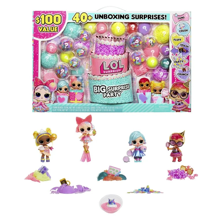 LOL Surprise Big Surprise Party, 4 Collectible Dolls, 6 Unboxing Experiences, Sand, Gel Crush, Sh... | Walmart (US)