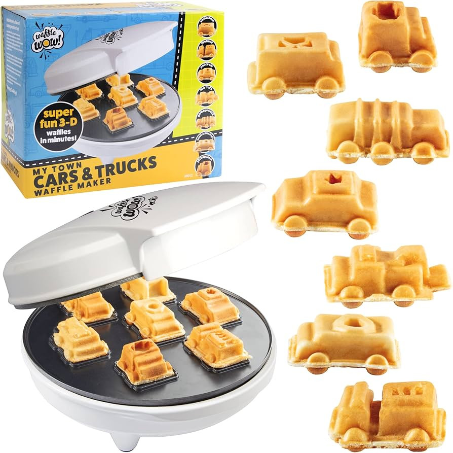 Cars & Trucks Mini Waffle Maker - Make 7 Fun Different Vehicles- Police Car Firetruck Constructio... | Amazon (US)