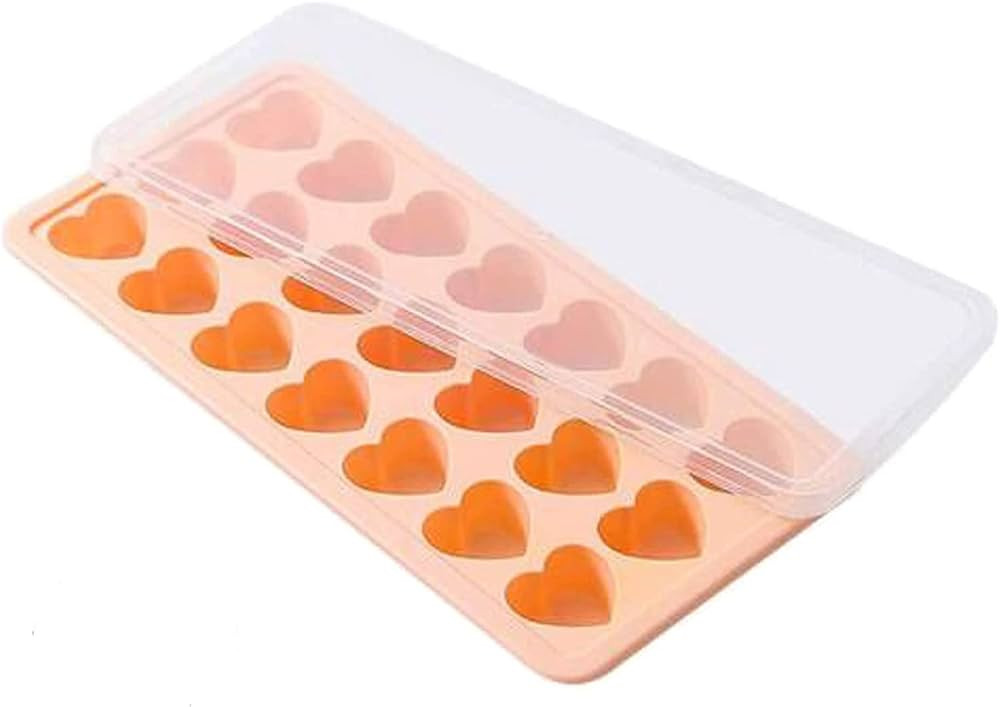 Heart Shaped Ice Cube Trays - Silicone Heart Ice Cube Tray with Lid,Silicone Shaped Ice Cube Mold... | Amazon (US)