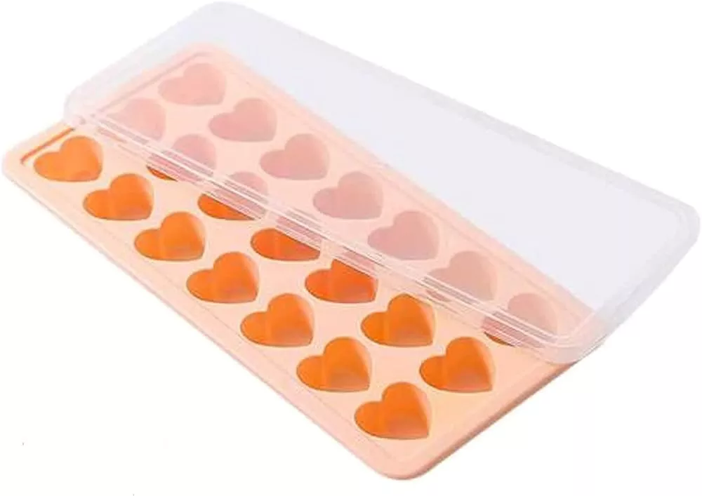 Webake silicone reusable heart shaped ice cube maker trays,Set of 3