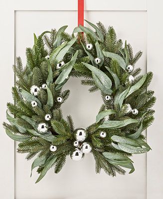 Silver Woods Artificial Christmas Wreath with Silver Ornaments, Created for Macy's | Macys (US)