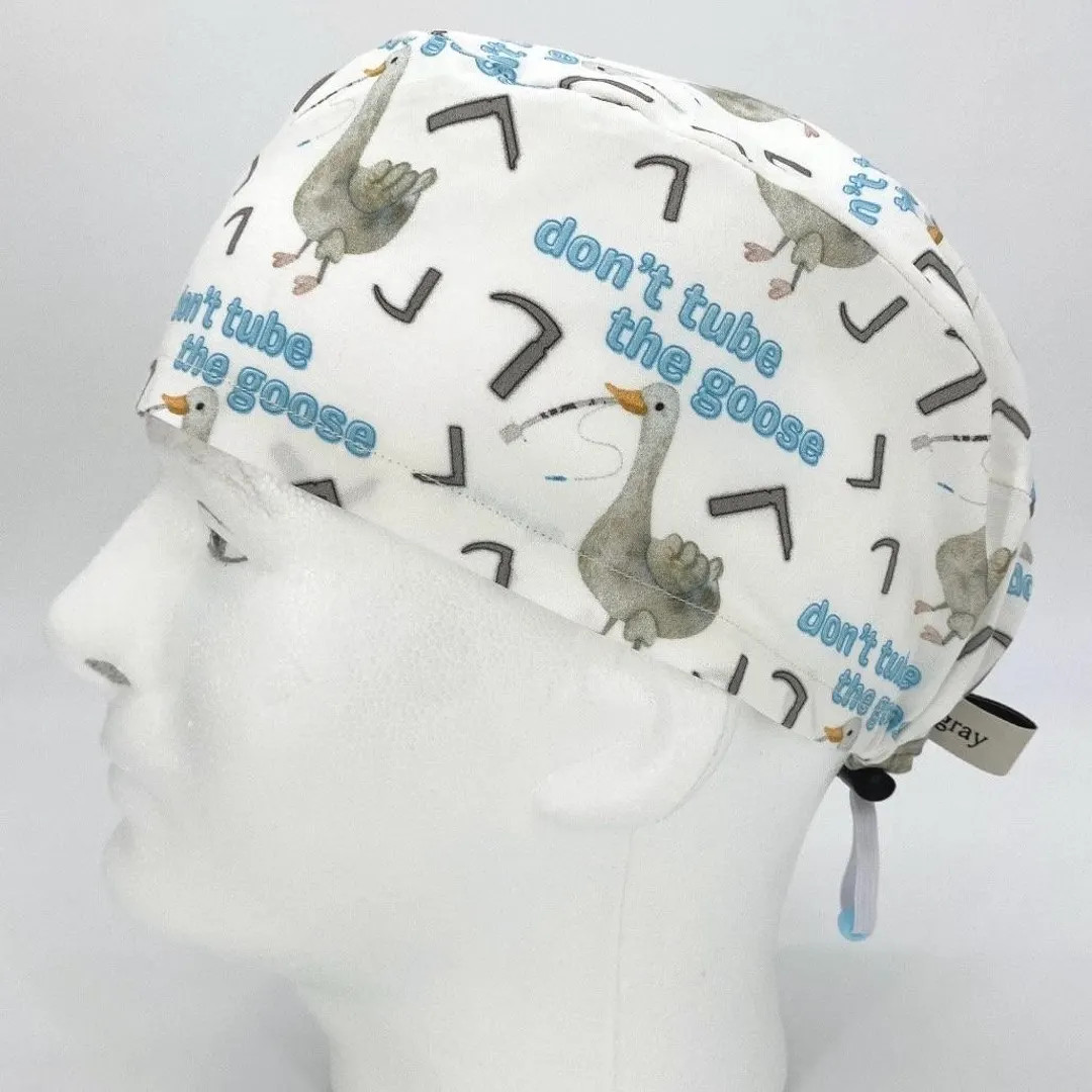 MENS Funny Scrub Cap, White Surgical Hat, Anesthesia Intubation Humor Scrub Cap, Goose Scrub Hat | Etsy (US)