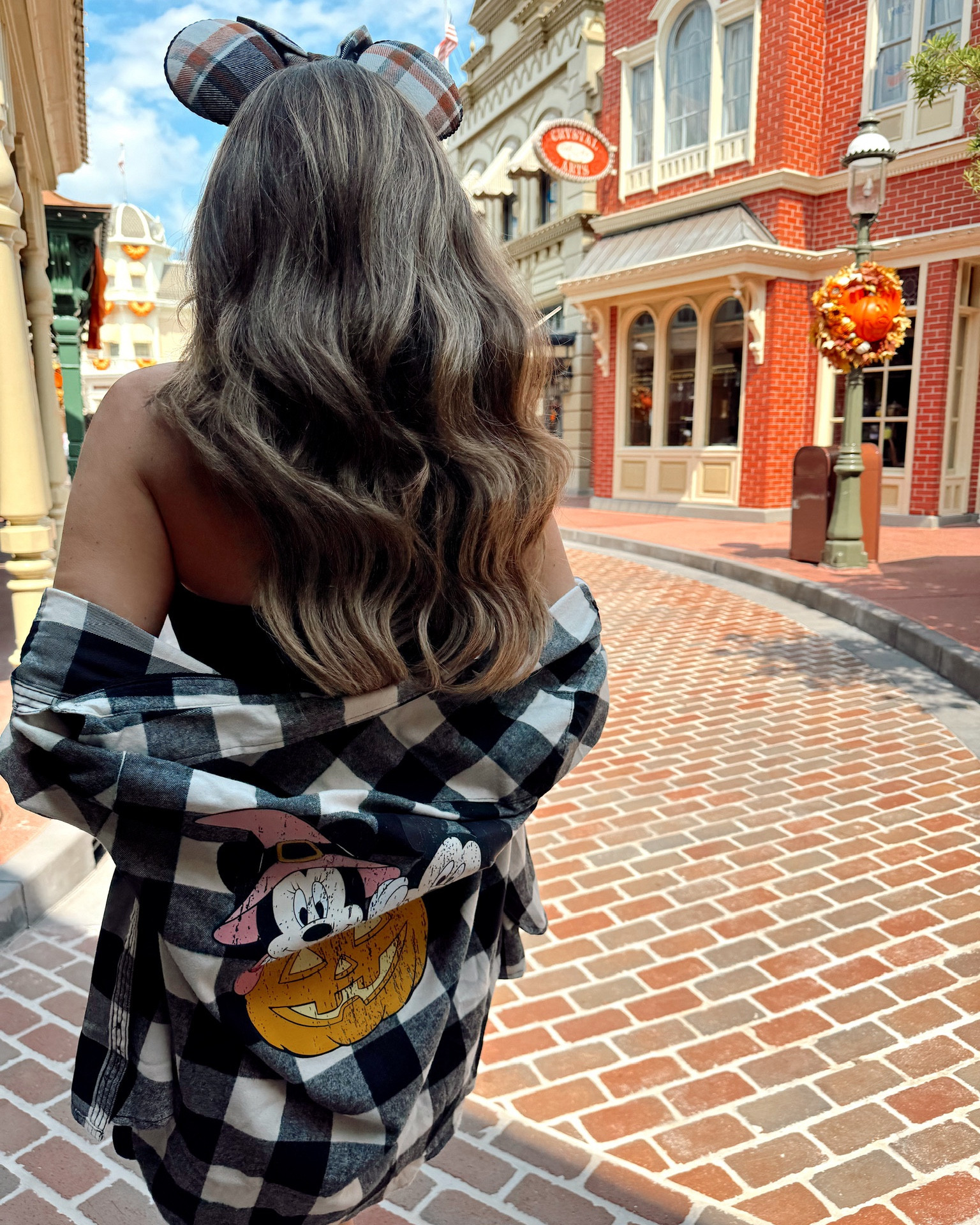 Fall / Halloween Disney outfit - Etsy flannel and plaid ears, Amazon bag with iron on patches & small maternity tennis dress.

#LTKStyleTip #LTKSeasonal #LTKBump