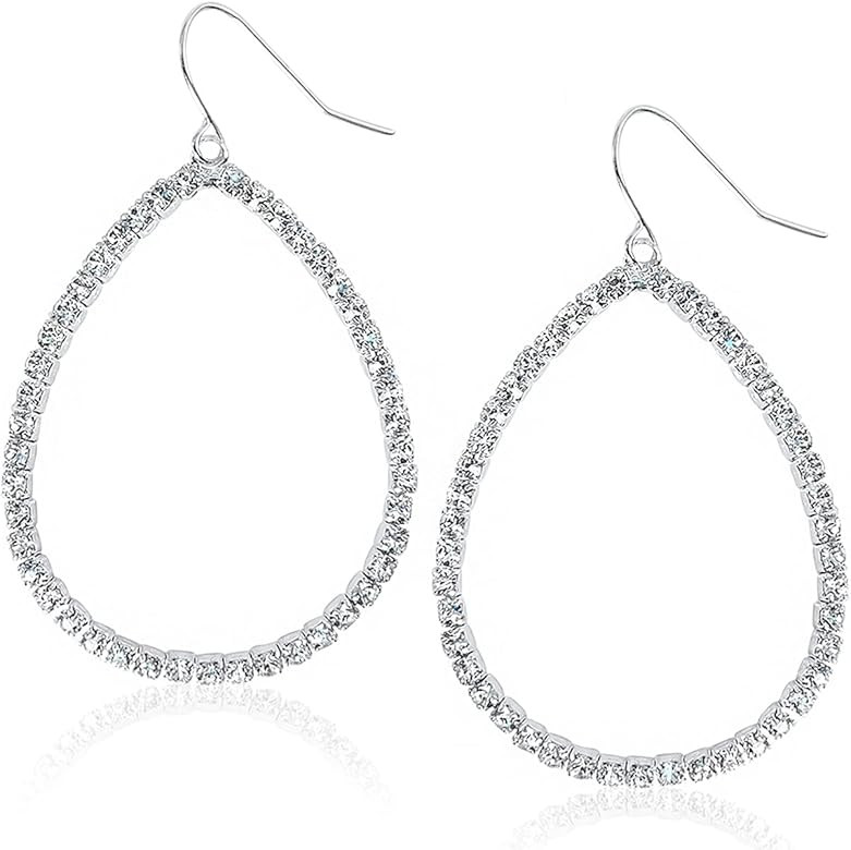 Humble Chic Simulated Diamond Teardrop Dangle Earrings For Women - Gold or Silver Tone with Cubic... | Amazon (US)
