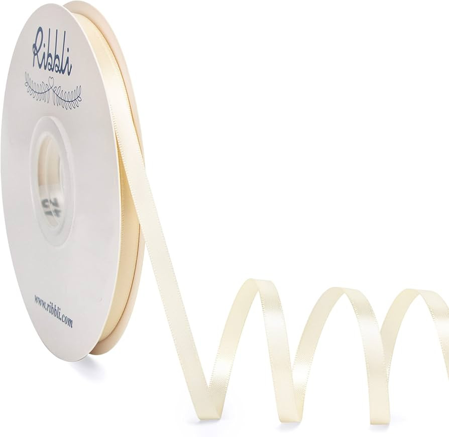 Ribbli Ivory Satin Ribbon,Double Faced Satin 1/4 inch x Continuous 50 Yards,Ivory Ribbon Use for ... | Amazon (US)