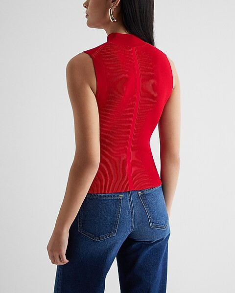 Silky Soft Fitted Ribbed Mock Neck Sweater Tank | Express