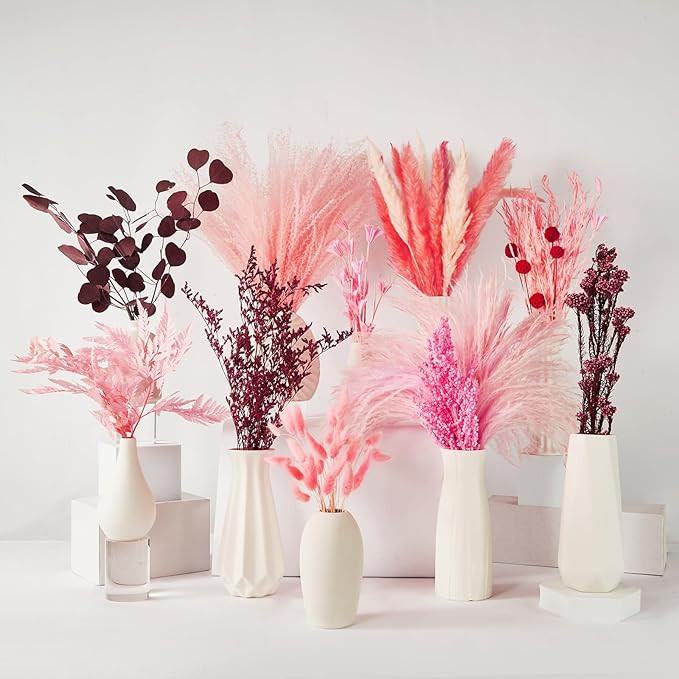 13 Styles Pampas Grass 17 inch Pink Pampas Grass Decor Tall Natural Dried Flowers Dry Pampas Gras... | Amazon (US)