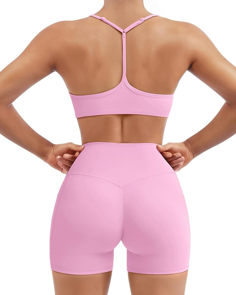 SUUKSESS Workout Sets for Women Y Back Sports Bras Padded Racerback Low Impact Thin Strap Top Bik... | Amazon (US)