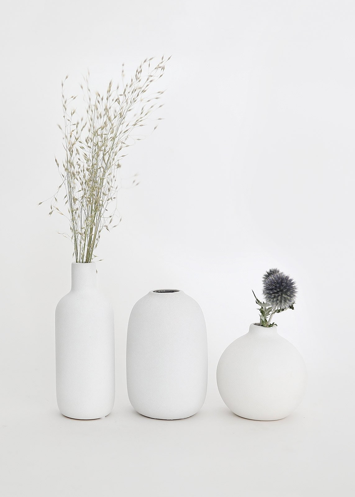 Afloral Set of 3 Matte White Ceramic Bud Vases - 4.25-7" Tall | Afloral (US)