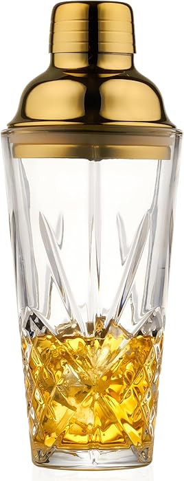 Gold Christmas & New Year Holiday Glass Cocktail&Martini Shaker-15oz, Cutting,Crafting Desgin-Exq... | Amazon (US)