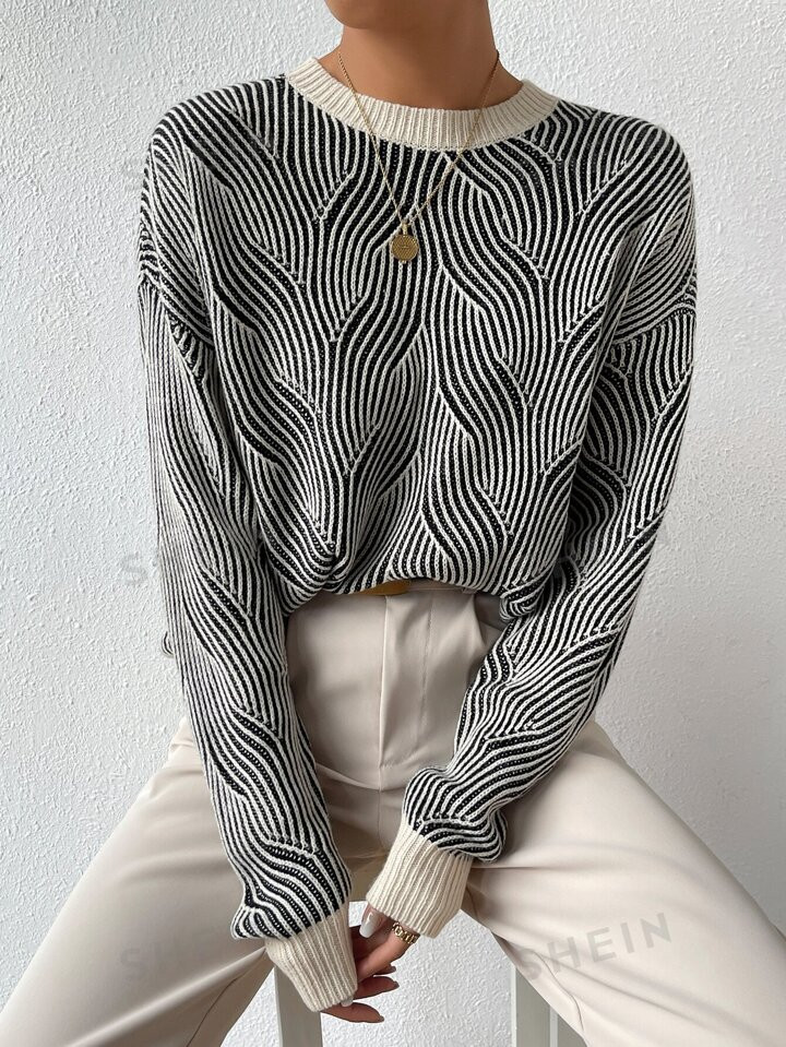 SHEIN Essnce Cable Knit Drop Shoulder Sweater | SHEIN