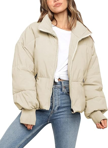 ZROZYL Women's Winter Puffer Down Jacket Long Sleeve Zipper Pockets Baggy Short Coats | Amazon (CA)