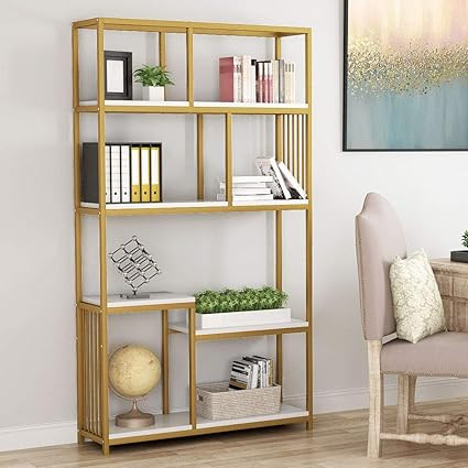 Tribesigns 7-Open Shelf Bookcases, Etagere Bookcase with Gold Sturdy Metal Frame, Modern Bookshel... | Amazon (US)