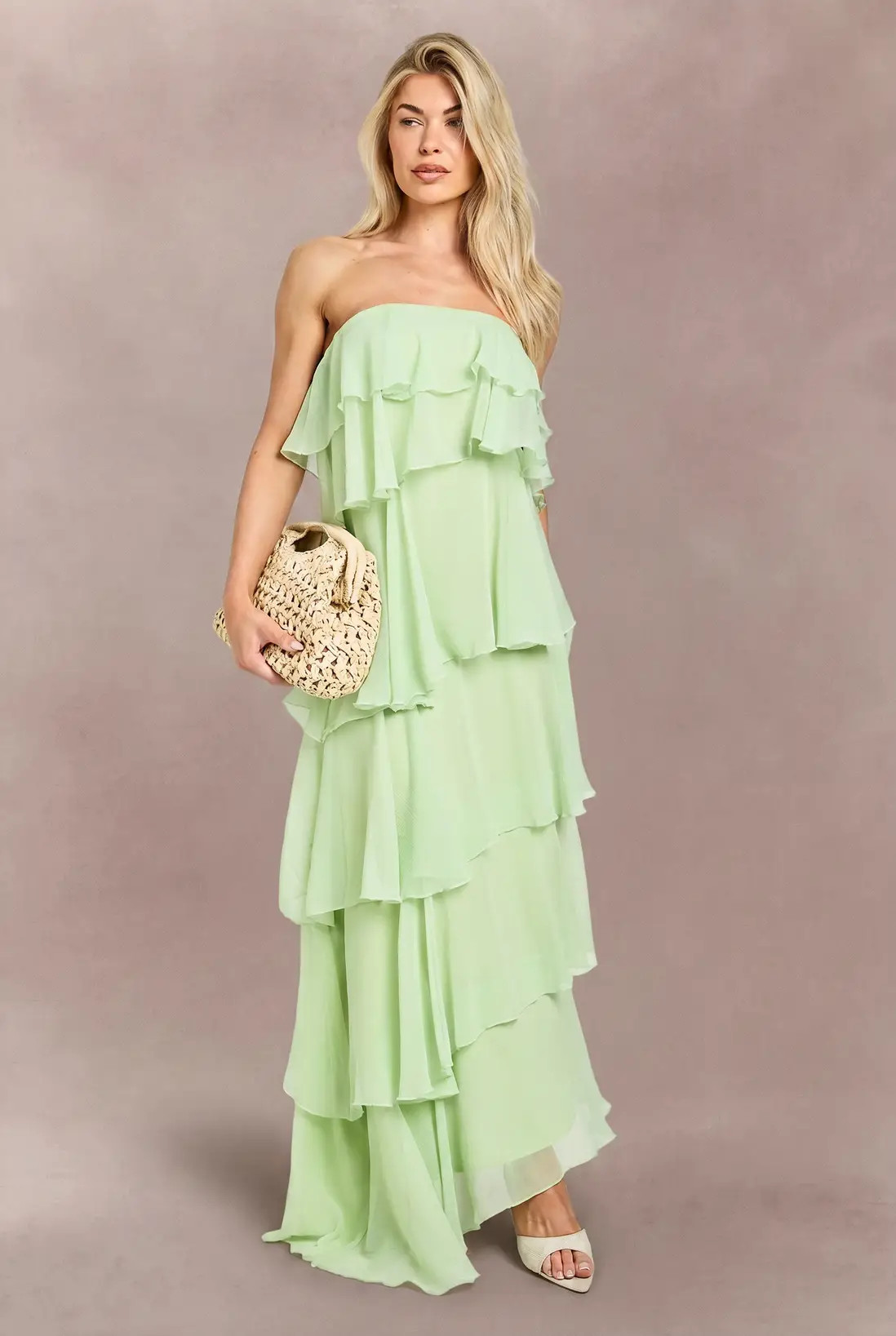 Soft Lime Chiffon Multi Layered Maxi Dress | Boohoo | Boohoo.com (UK & IE)
