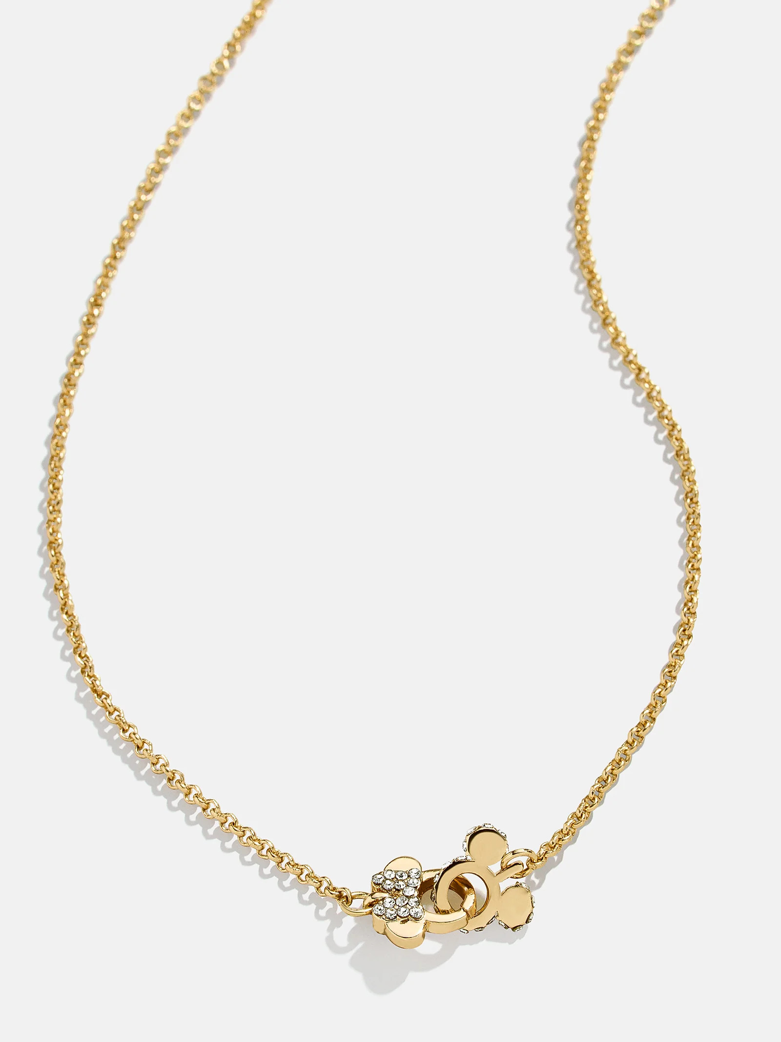 Mickey Mouse & Minnie Mouse Disney Better Half Necklace - Gold/Pavé | BaubleBar