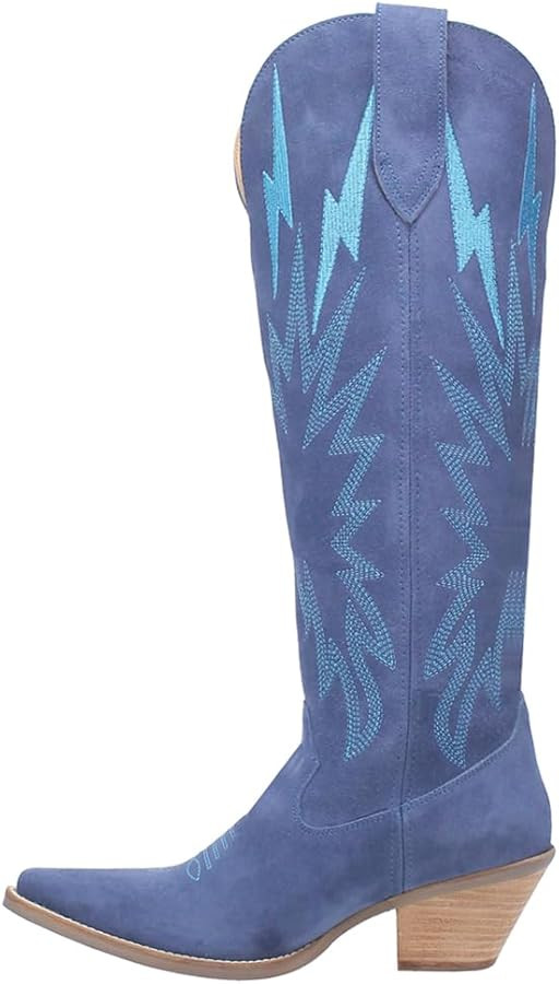 Dingo Womens Thunder Road Snip Toe Casual Boots Knee High Mid Heel 2-3" - Black | Amazon (US)