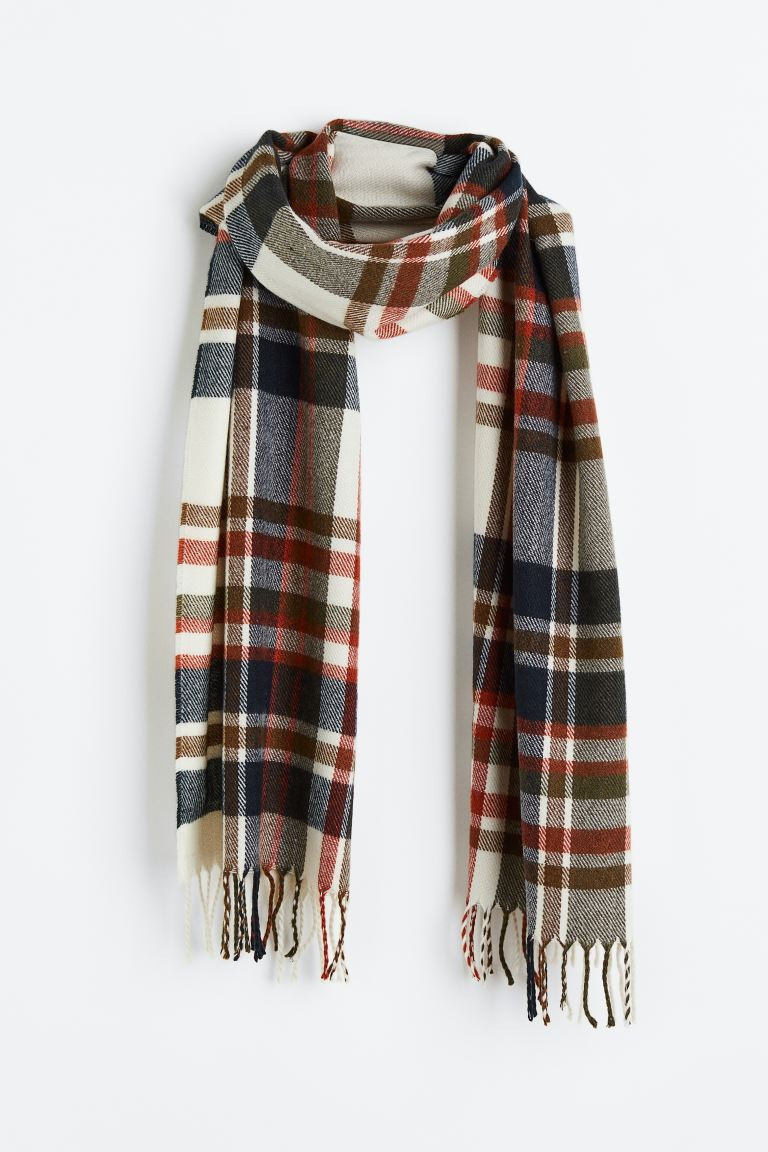 Scarf - Cream/green plaid - Men | H&M US | H&M (US + CA)