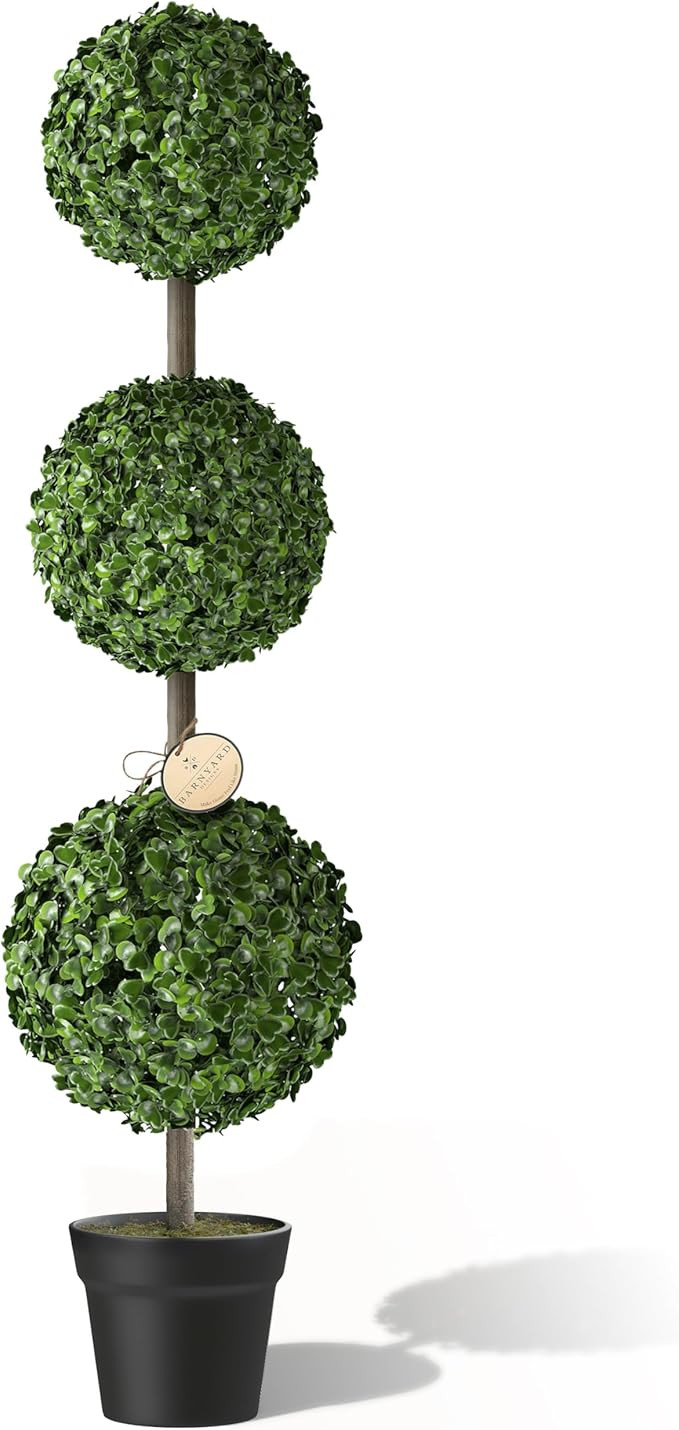 Barnyard Designs Artificial Boxwood Topiary Ball Tree, Front Porch Home Decor, Faux Fake Plant De... | Amazon (US)