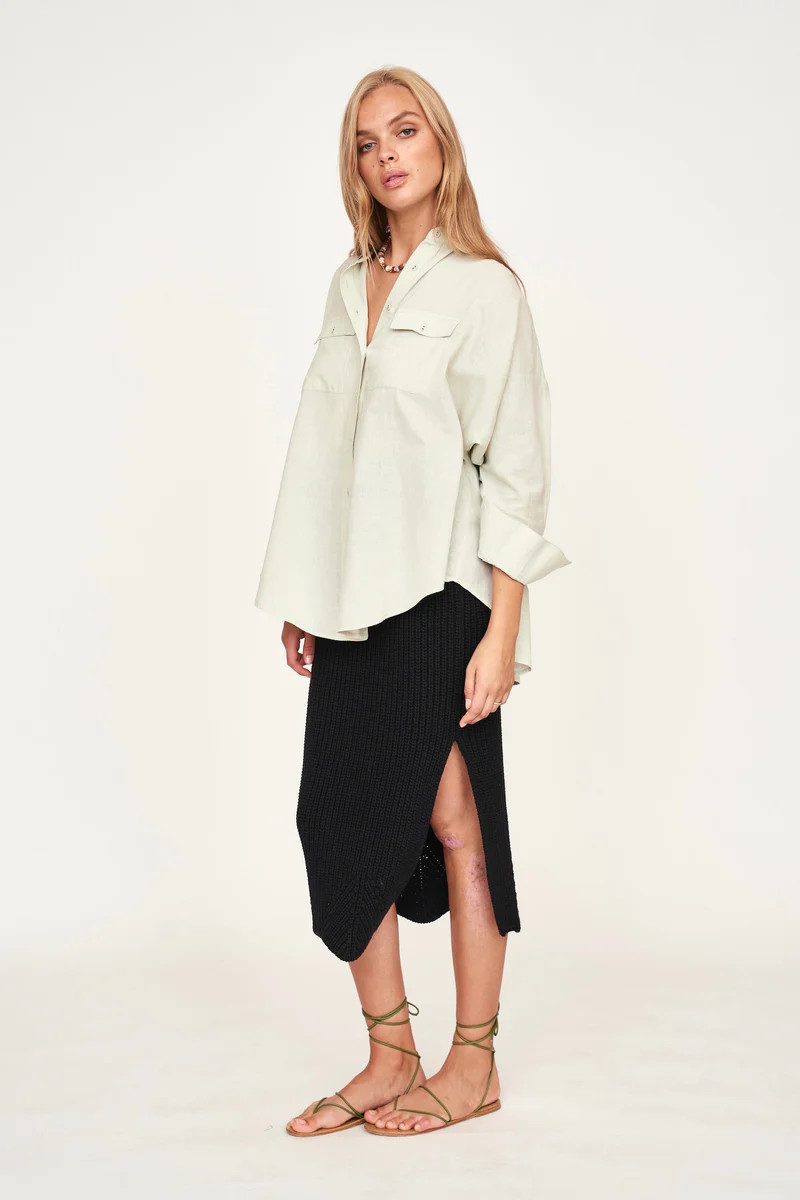 Arles Slim Knit Skirt in Black | MIRTH