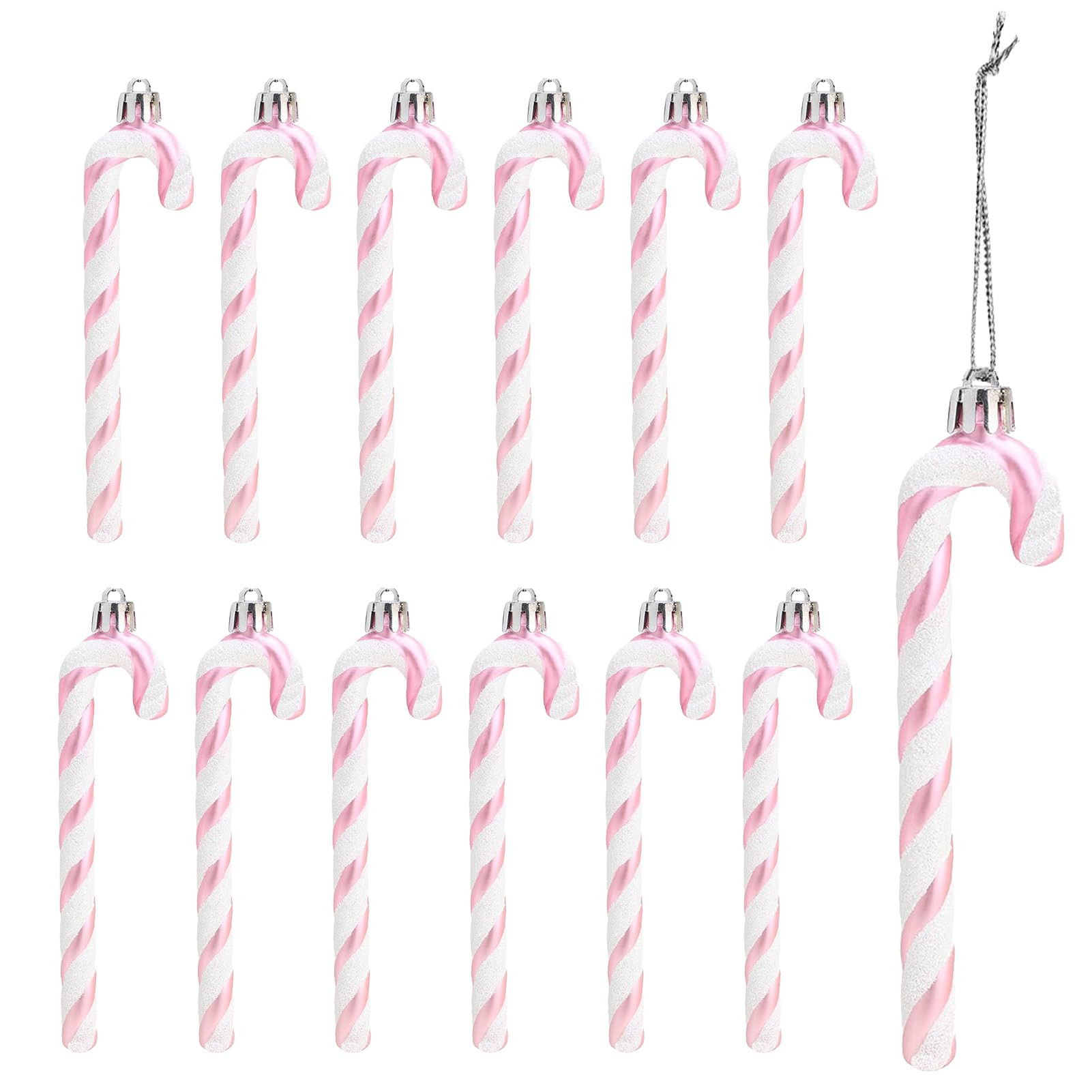 ToBeIT 12pcs Candy Canes Plastic Christmas Candy Cane Ornaments Glitter Cane Plastic Xmas Tree Ha... | Amazon (US)