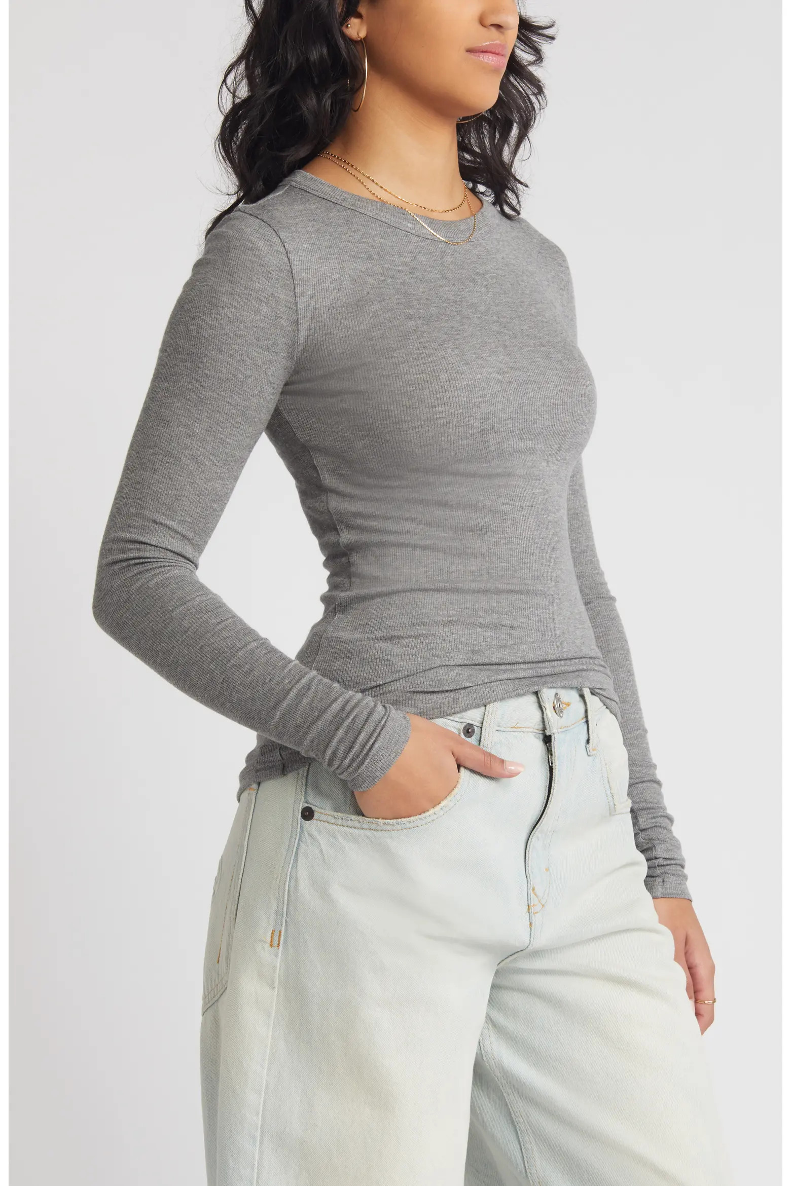BP. Ribbed Long Sleeve T-Shirt (Women) | Nordstrom | Nordstrom