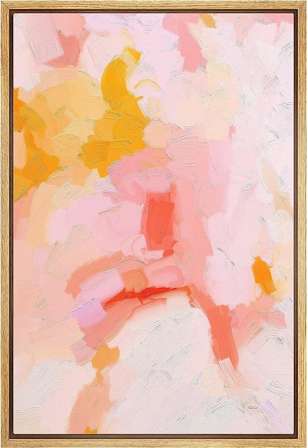 Amazon.com: MUDECOR Framed Canvas Print Wall Art Pastel Pink & Orange Color Field Abstract Shapes... | Amazon (US)