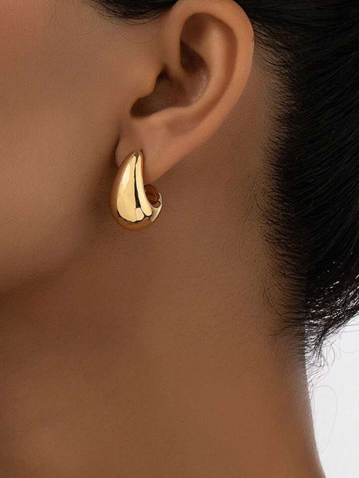 1 Pair Of Simple Geometric Drop-Shaped Earrings For Women, Versatile Cold Style Earrings, Europea... | SHEIN